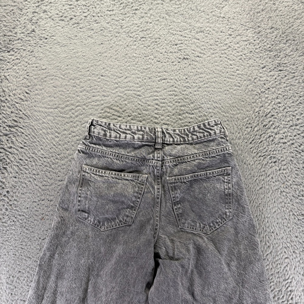 H&M Divided Jeans Women 0 Gray Cotton Denim Wide-Leg Travel Workwear Dark Wash - Picture 7 of 12